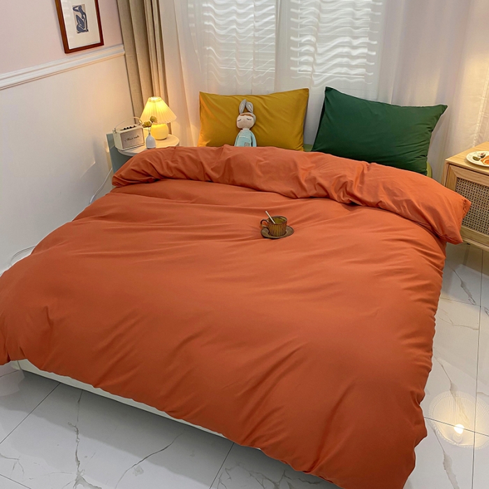 91家纺网 家纺一手货源 找家纺 曼谷 新款混搭风四件套 橙色-豆绿