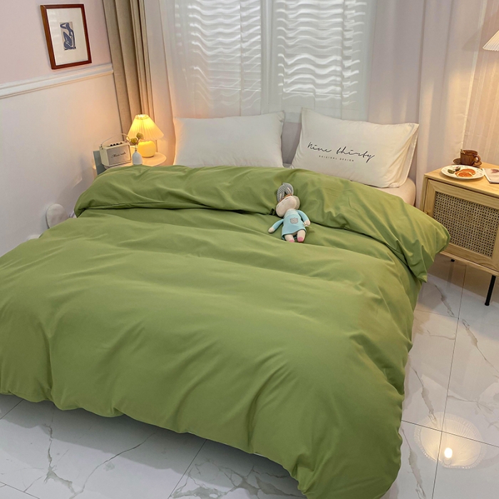 91家纺网 家纺一手货源 找家纺 曼谷 新款混搭风四件套 豆绿-橙色