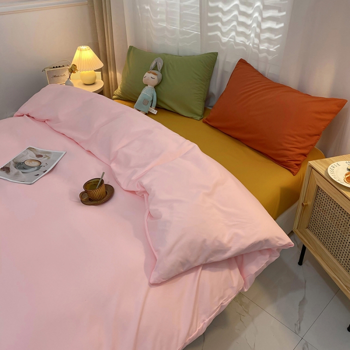 91家纺网 家纺一手货源 找家纺 曼谷 新款混搭风四件套 粉玉-姜黄