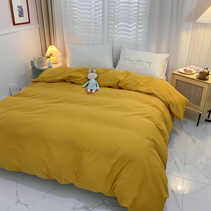 91家纺网 家纺一手货源 找家纺 曼谷 新款混搭风四件套 姜黄-豆绿