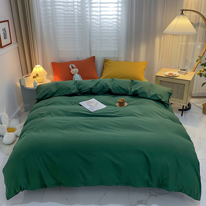 91家纺网 家纺一手货源 找家纺 曼谷 新款混搭风四件套 墨绿-豆绿