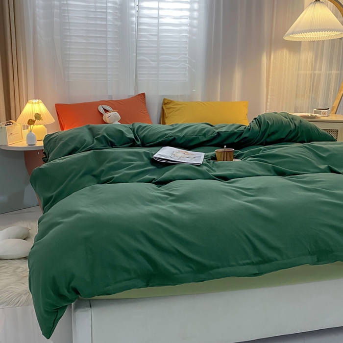 91家纺网 家纺一手货源 找家纺 曼谷 新款混搭风四件套 墨绿-豆绿