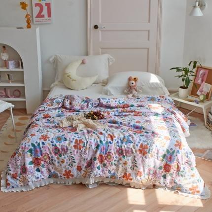 91家纺网 家纺一手货源 找家纺 2021 木蓳新款日式小清新夏被夏凉被 莫奈花园