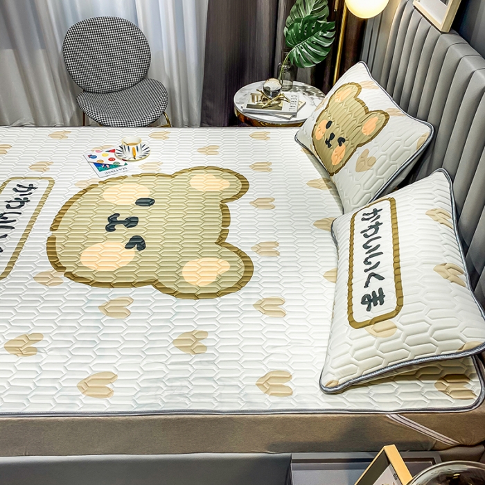 91家纺网 家纺一手货源 找家纺 慕尚2025新款乳胶凉席 爱心小熊