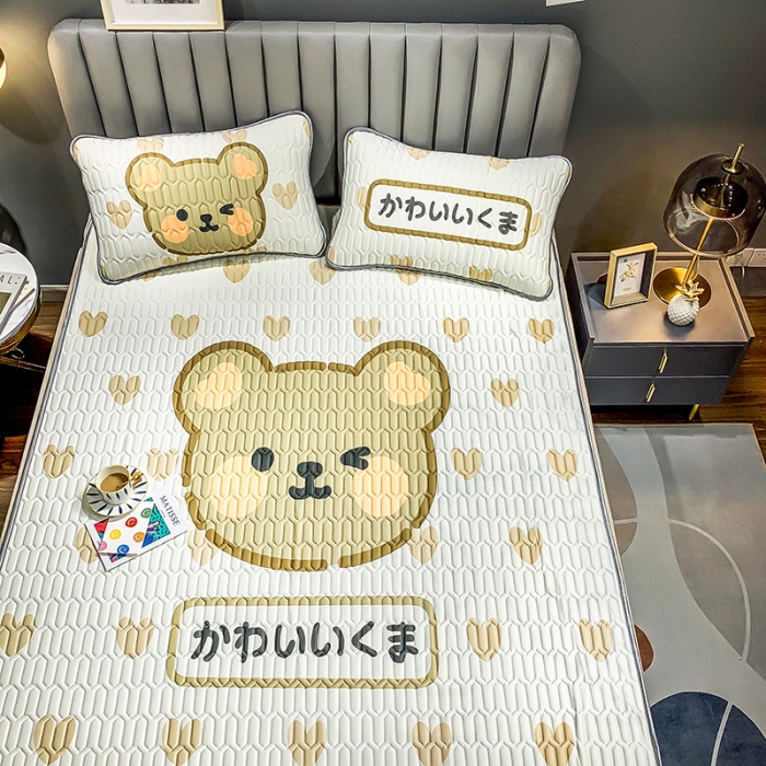 91家纺网 家纺一手货源 找家纺 慕尚2025新款乳胶凉席 爱心小熊