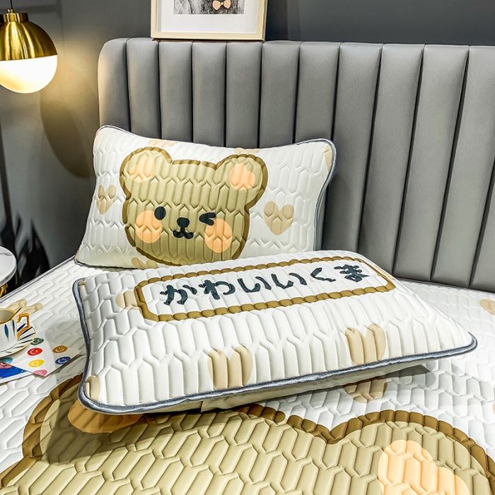 91家纺网 家纺一手货源 找家纺 慕尚2025新款乳胶凉席 爱心小熊