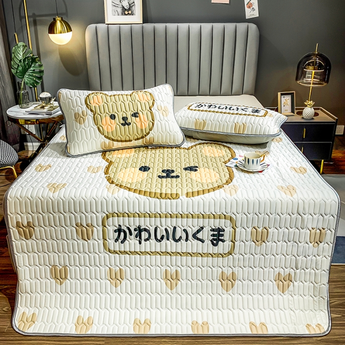 91家纺网 家纺一手货源 找家纺 慕尚2025新款乳胶凉席 爱心小熊