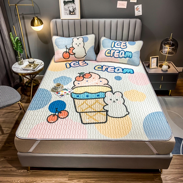 91家纺网 家纺一手货源 找家纺 慕尚2025新款乳胶凉席 冰激凌彩