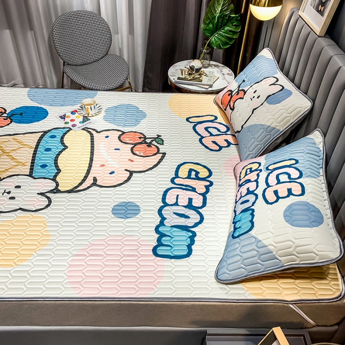 91家纺网 家纺一手货源 找家纺 慕尚2025新款乳胶凉席 冰激凌彩