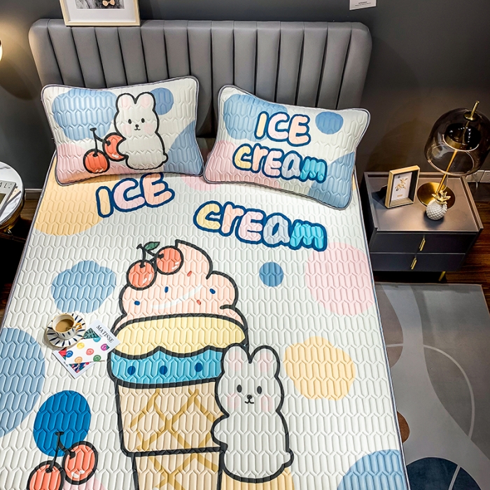 91家纺网 家纺一手货源 找家纺 慕尚2025新款乳胶凉席 冰激凌彩