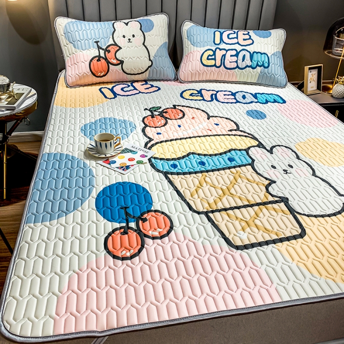 91家纺网 家纺一手货源 找家纺 慕尚2025新款乳胶凉席 冰激凌彩