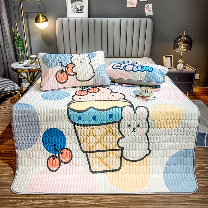 91家纺网 家纺一手货源 找家纺 慕尚2025新款乳胶凉席 冰激凌彩