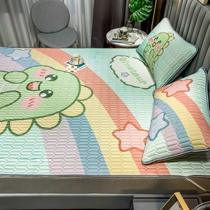 91家纺网 家纺一手货源 找家纺 慕尚2025新款乳胶凉席 可爱恐龙