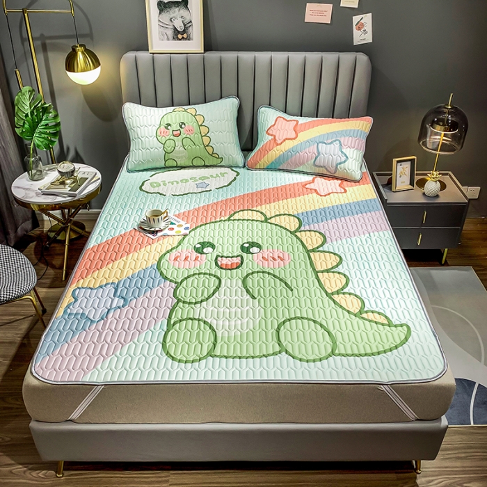 91家纺网 家纺一手货源 找家纺 慕尚2025新款乳胶凉席 可爱恐龙