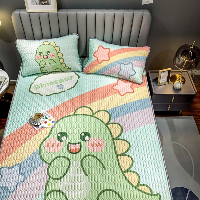 91家纺网 家纺一手货源 找家纺 慕尚2025新款乳胶凉席 可爱恐龙