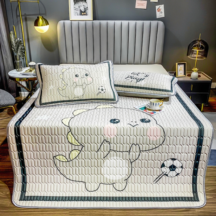 91家纺网 家纺一手货源 找家纺 慕尚2025新款乳胶凉席 恐龙踢球