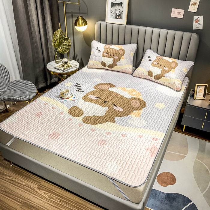 91家纺网 家纺一手货源 找家纺 慕尚2025新款乳胶凉席 睡货小熊