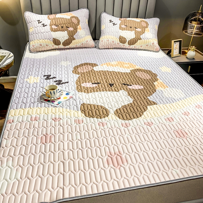 91家纺网 家纺一手货源 找家纺 慕尚2025新款乳胶凉席 睡货小熊