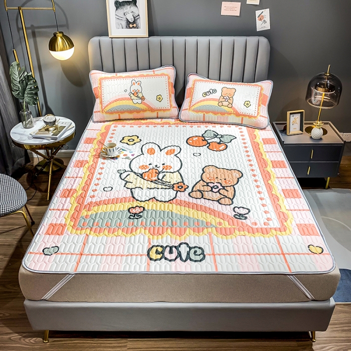 91家纺网 家纺一手货源 找家纺 慕尚2025新款乳胶凉席 樱桃熊兔