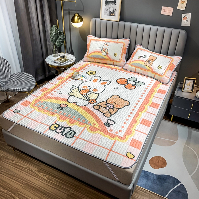 91家纺网 家纺一手货源 找家纺 慕尚2025新款乳胶凉席 樱桃熊兔