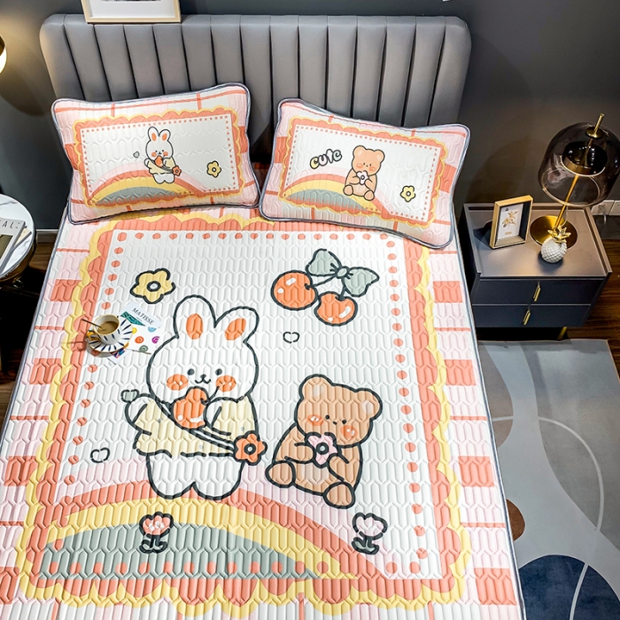 91家纺网 家纺一手货源 找家纺 慕尚2025新款乳胶凉席 樱桃熊兔