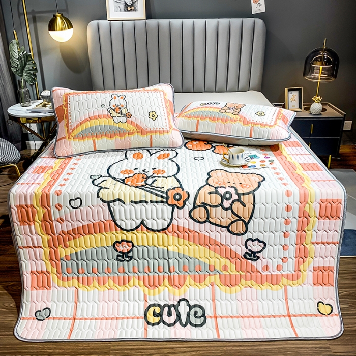 91家纺网 家纺一手货源 找家纺 慕尚2025新款乳胶凉席 樱桃熊兔