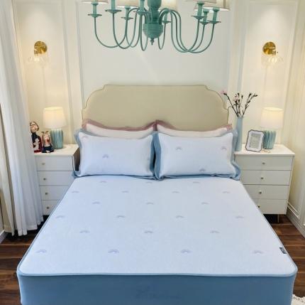 本希家居 高端可水洗冰丝席花漾多色纬提花床笠款 彩虹