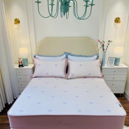 本希家居 高端可水洗冰丝席花漾多色纬提花床笠款 甜心朵朵