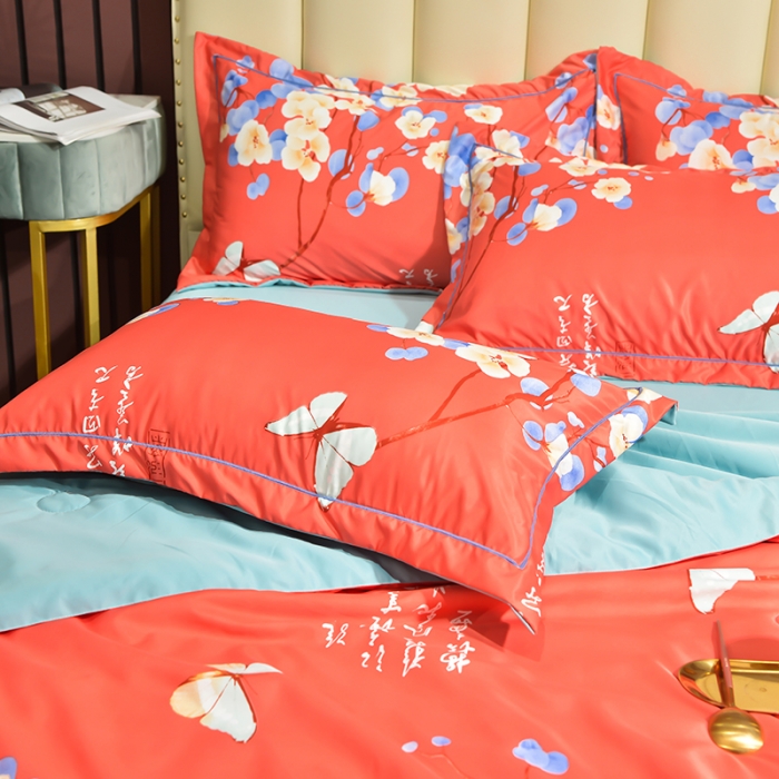 91家纺网 家纺一手货源 找家纺 （总）梦柏2021新款水洗天丝夏被四件套