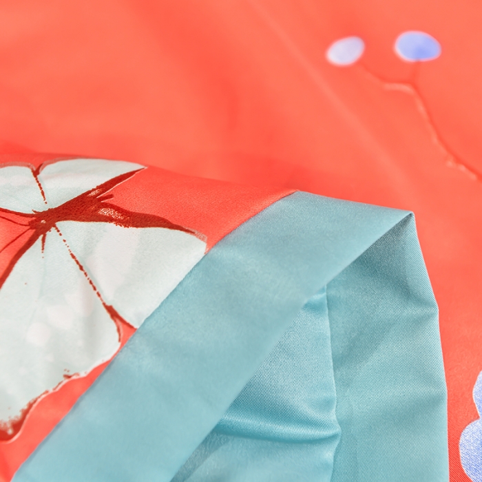 91家纺网 家纺一手货源 找家纺 梦柏2021新款水洗天丝夏被四件套 文颜（红）