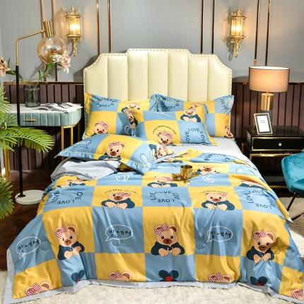 梦柏2021新款水洗天丝夏被四件套 乖乖熊