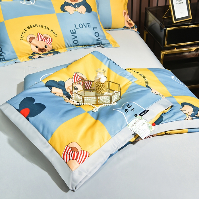 91家纺网 家纺一手货源 找家纺 梦柏2021新款水洗天丝夏被四件套 乖乖熊