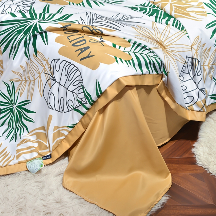 91家纺网 家纺一手货源 找家纺 梦柏2021新款水洗天丝夏被四件套 假日