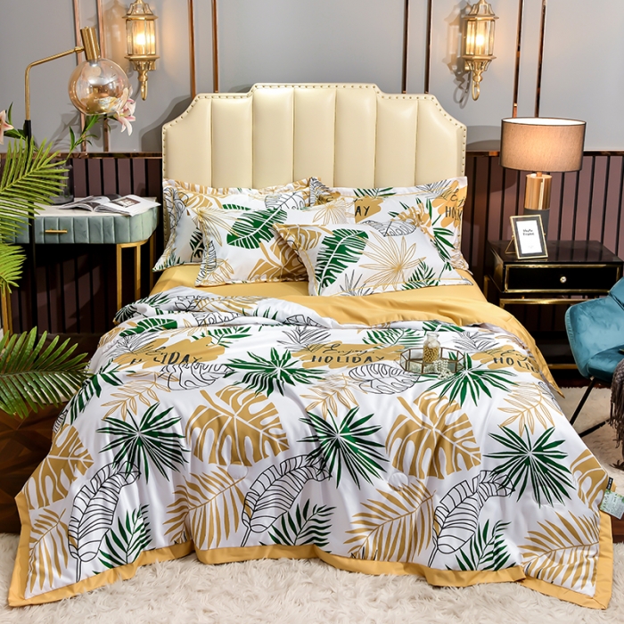 91家纺网 家纺一手货源 找家纺 梦柏2021新款水洗天丝夏被四件套 假日