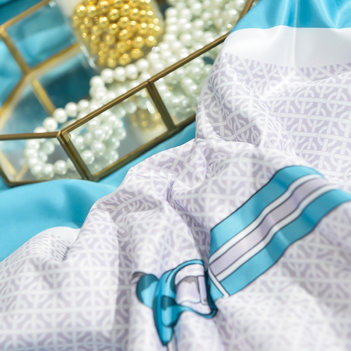 91家纺网 家纺一手货源 找家纺 梦柏2021新款水洗天丝夏被四件套 凯利（蓝）