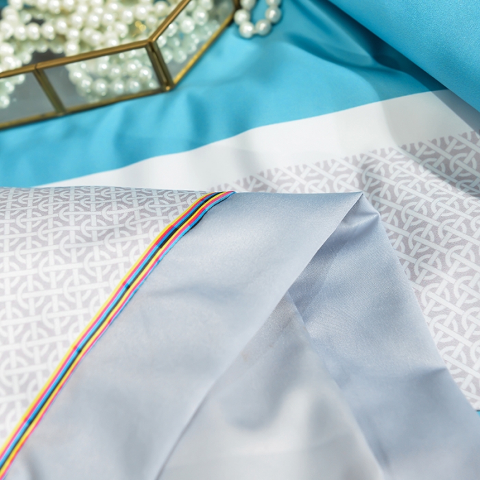 91家纺网 家纺一手货源 找家纺 梦柏2021新款水洗天丝夏被四件套 凯利（蓝）