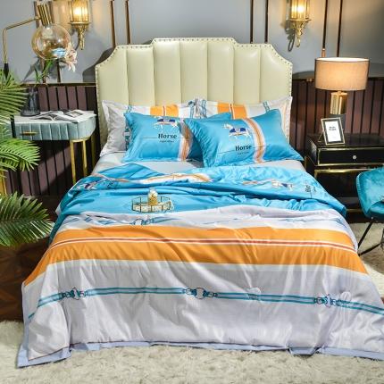 梦柏2021新款水洗天丝夏被四件套 凯利（蓝）