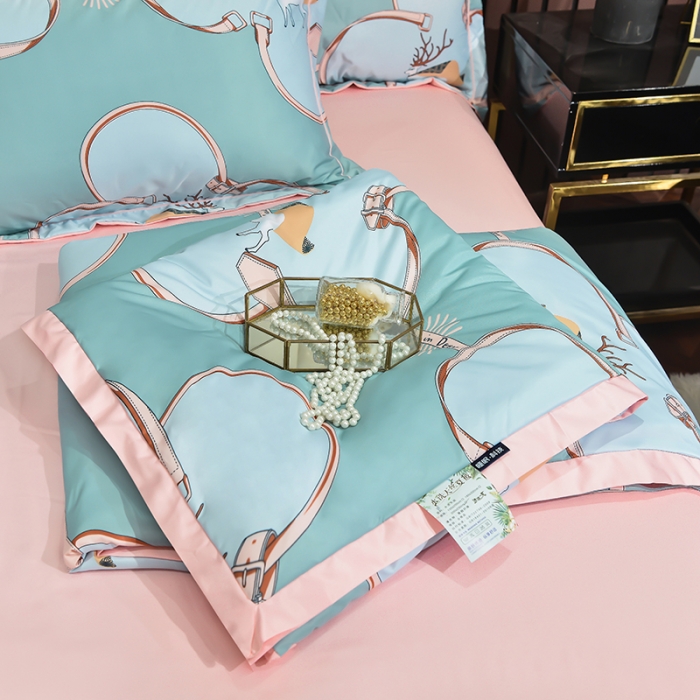 91家纺网 家纺一手货源 找家纺 梦柏2021新款水洗天丝夏被四件套 可爱鹿