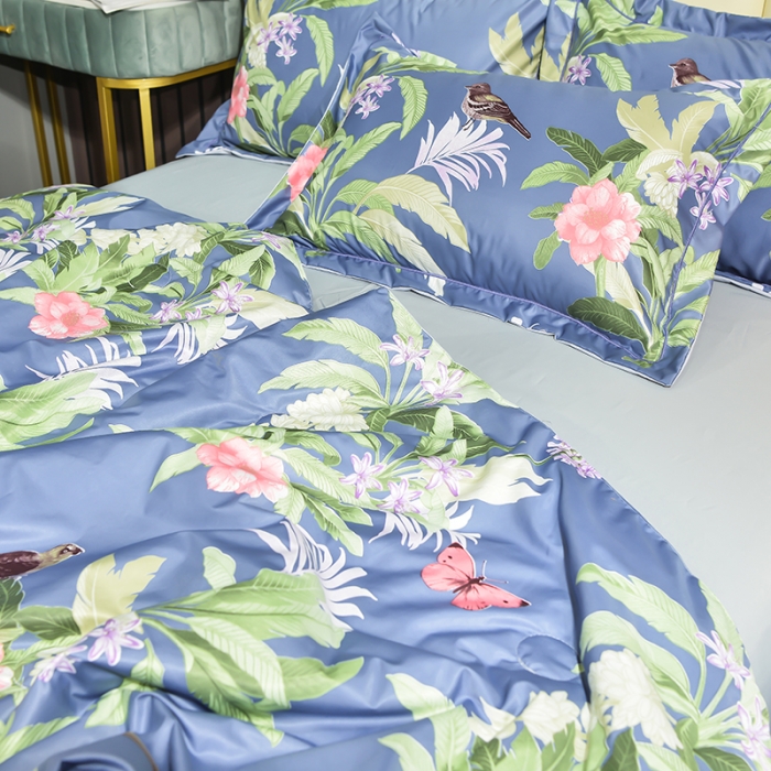 91家纺网 家纺一手货源 找家纺 梦柏2021新款水洗天丝夏被四件套 罗曼