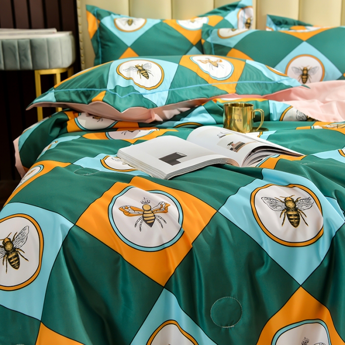 91家纺网 家纺一手货源 找家纺 梦柏2021新款水洗天丝夏被四件套 幽雅密