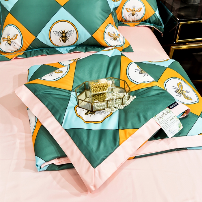 91家纺网 家纺一手货源 找家纺 梦柏2021新款水洗天丝夏被四件套 幽雅密