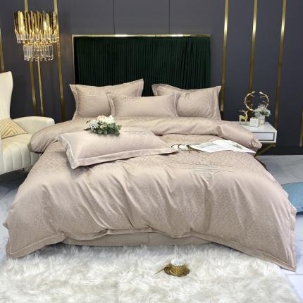 91家纺网 家纺一手货源 找家纺 祺瑞佳 2022新款直播全棉四件套全棉绣花提花四件套默颜-蜜茶色