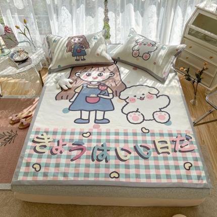 91家纺网 家纺一手货源 找家纺 慕尚 2025新款卡通宽边大版冰丝席 洋气少女