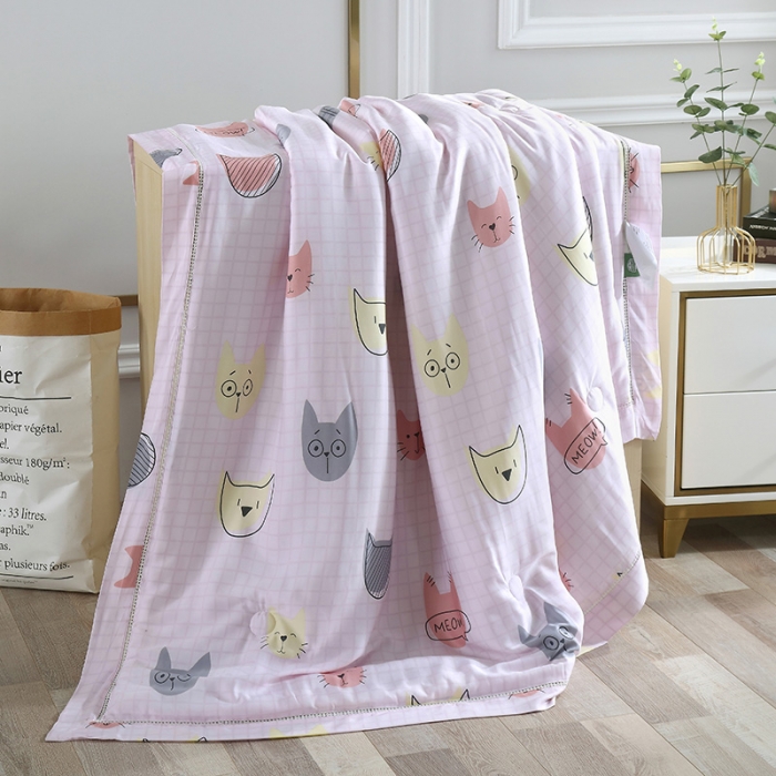 91家纺网 家纺一手货源 找家纺 娇逸 2021新款40天丝莫代尔镂空款夏凉被 happy猫