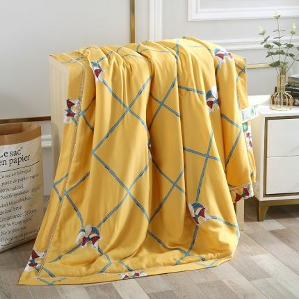 91家纺网 家纺一手货源 找家纺 娇逸 2021新款40天丝莫代尔镂空款夏凉被 大象黄