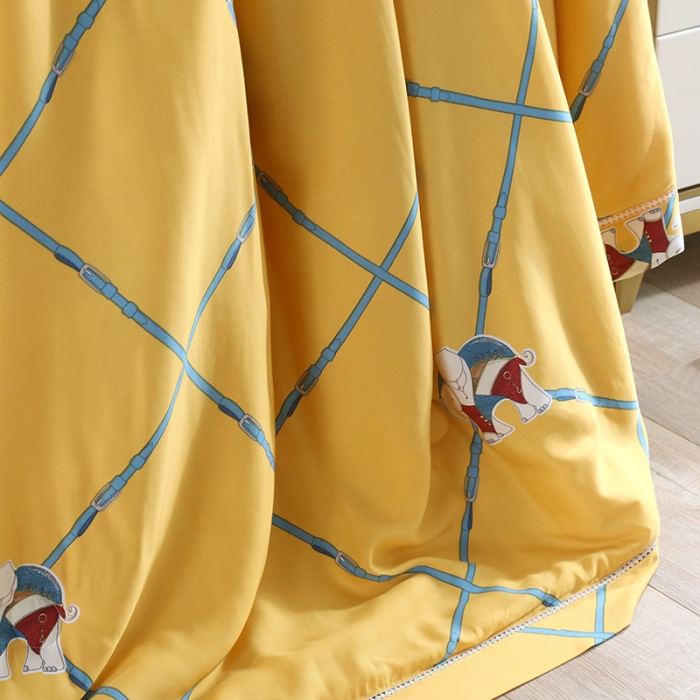 91家纺网 家纺一手货源 找家纺 娇逸 2021新款40天丝莫代尔镂空款夏凉被 大象黄