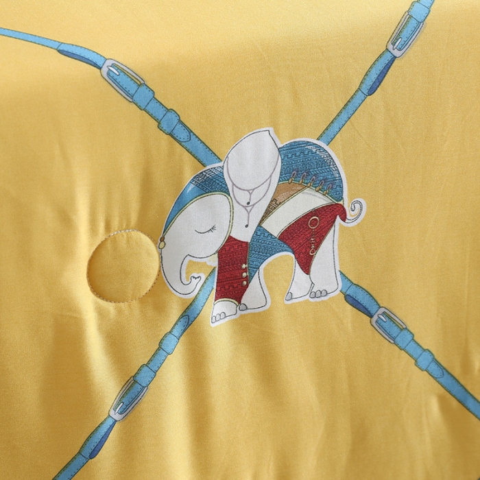 91家纺网 家纺一手货源 找家纺 娇逸 2021新款40天丝莫代尔镂空款夏凉被 大象黄