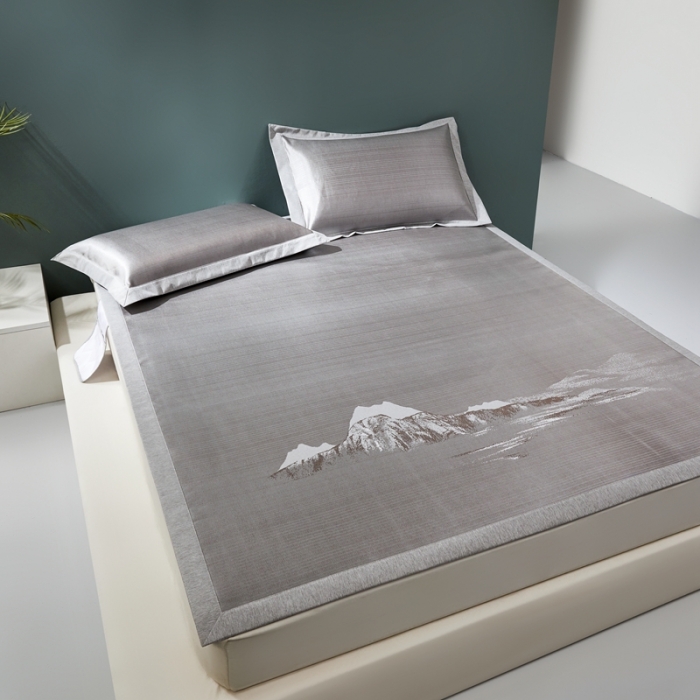 91家纺网 家纺一手货源 找家纺 朗莎家纺2021新款800D提花定位条席 山-咖色