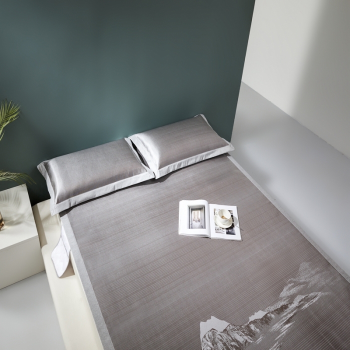 91家纺网 家纺一手货源 找家纺 朗莎家纺2021新款800D提花定位条席 山-咖色