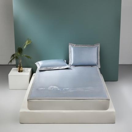 朗莎家纺2021新款800D提花定位条席 山-蓝色